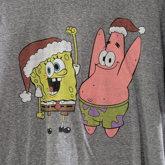 Nickelodeon Men's Gray SpongeBob & Patrick Christmas T-Shirt, Size Large - Picture 3 of 12